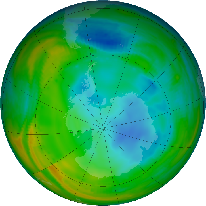 Antarctic ozone map for 13 July 1998